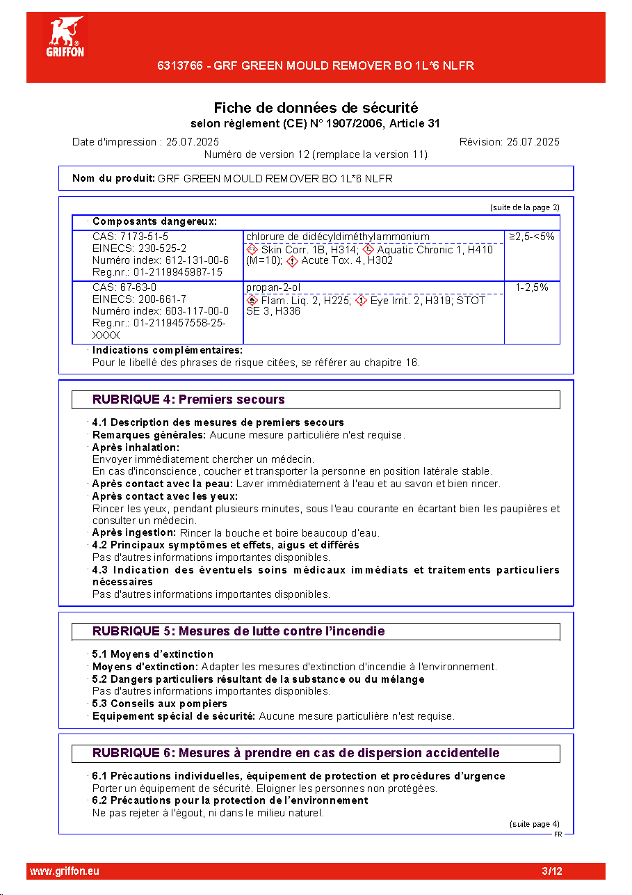 Fiche technique fournisseur