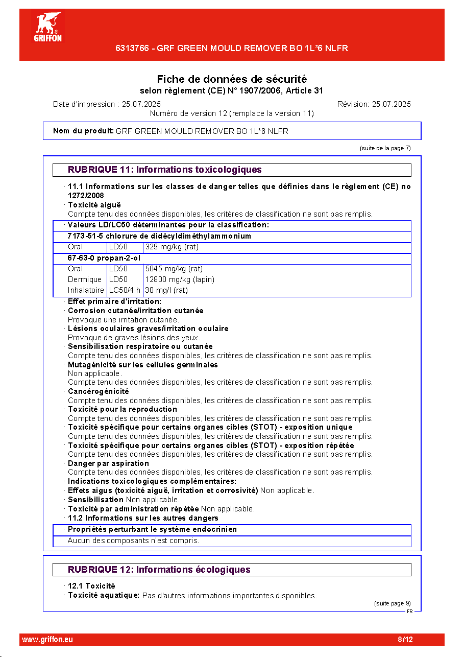 Fiche technique fournisseur