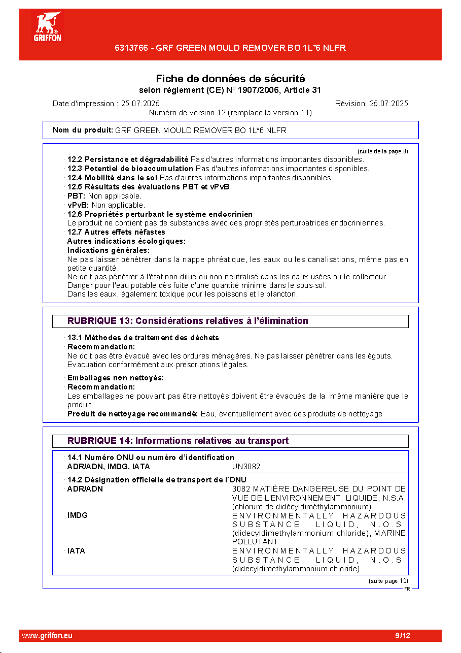 Fiche technique fournisseur
