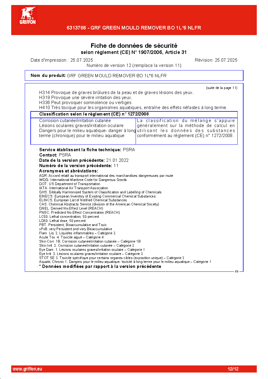 Fiche technique fournisseur