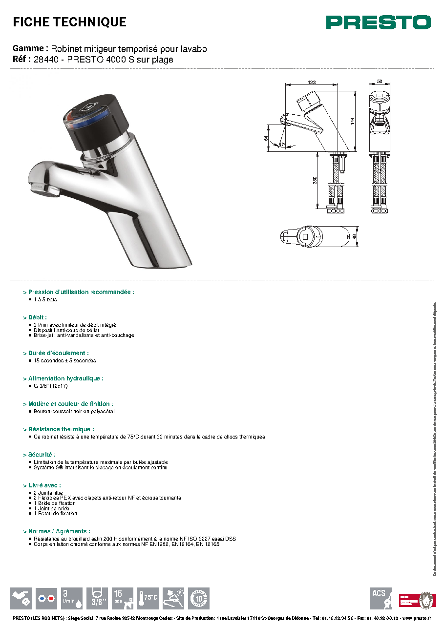 Fiche technique fournisseur