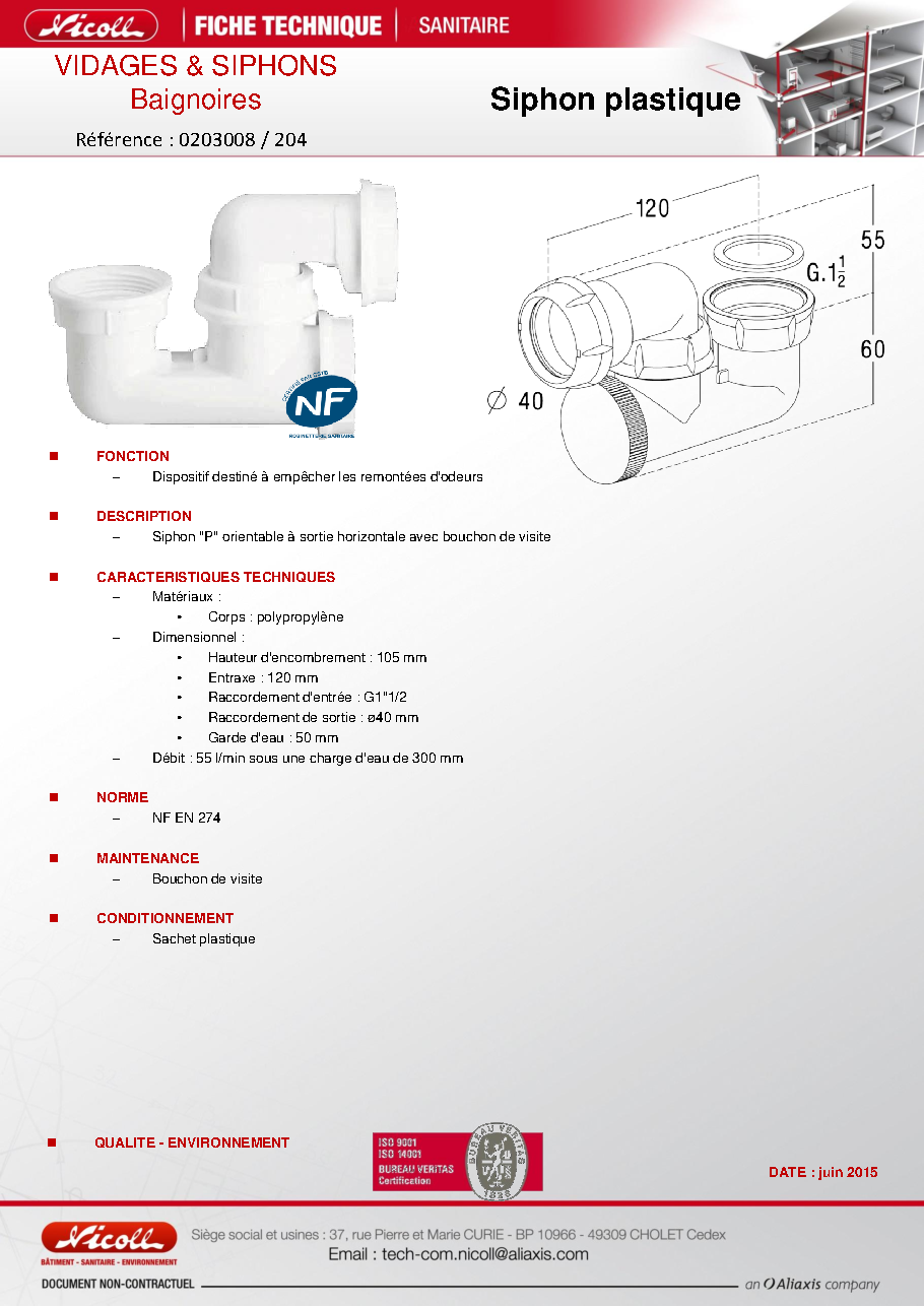 Fiche technique fournisseur