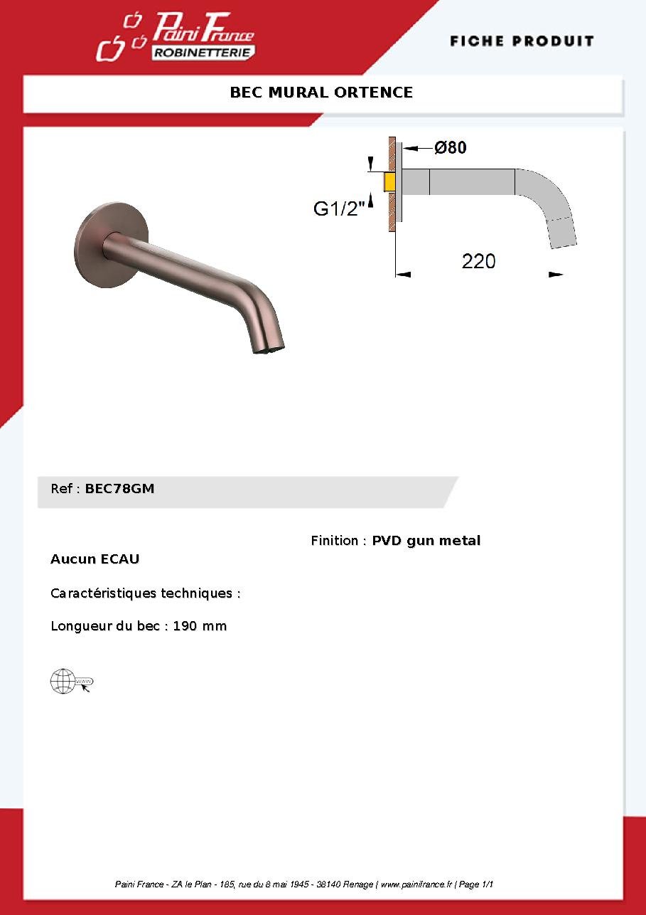 Fiche technique fournisseur
