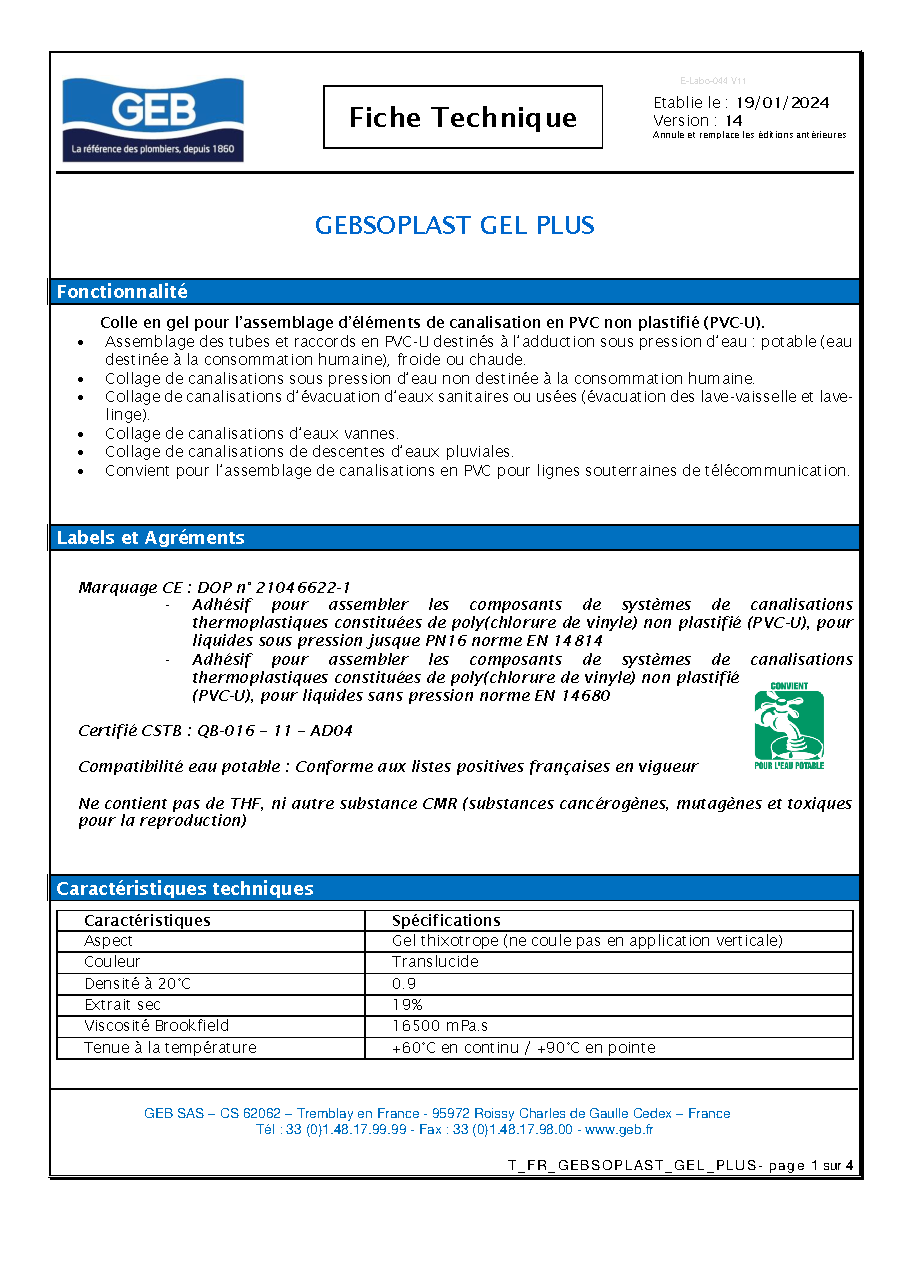 Fiche technique fournisseur