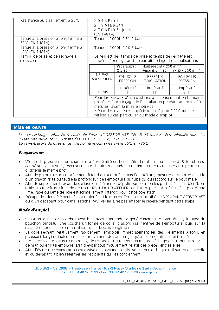 Fiche technique fournisseur