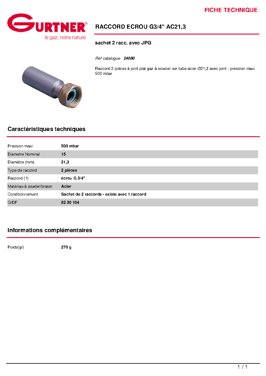Fiche technique fournisseur