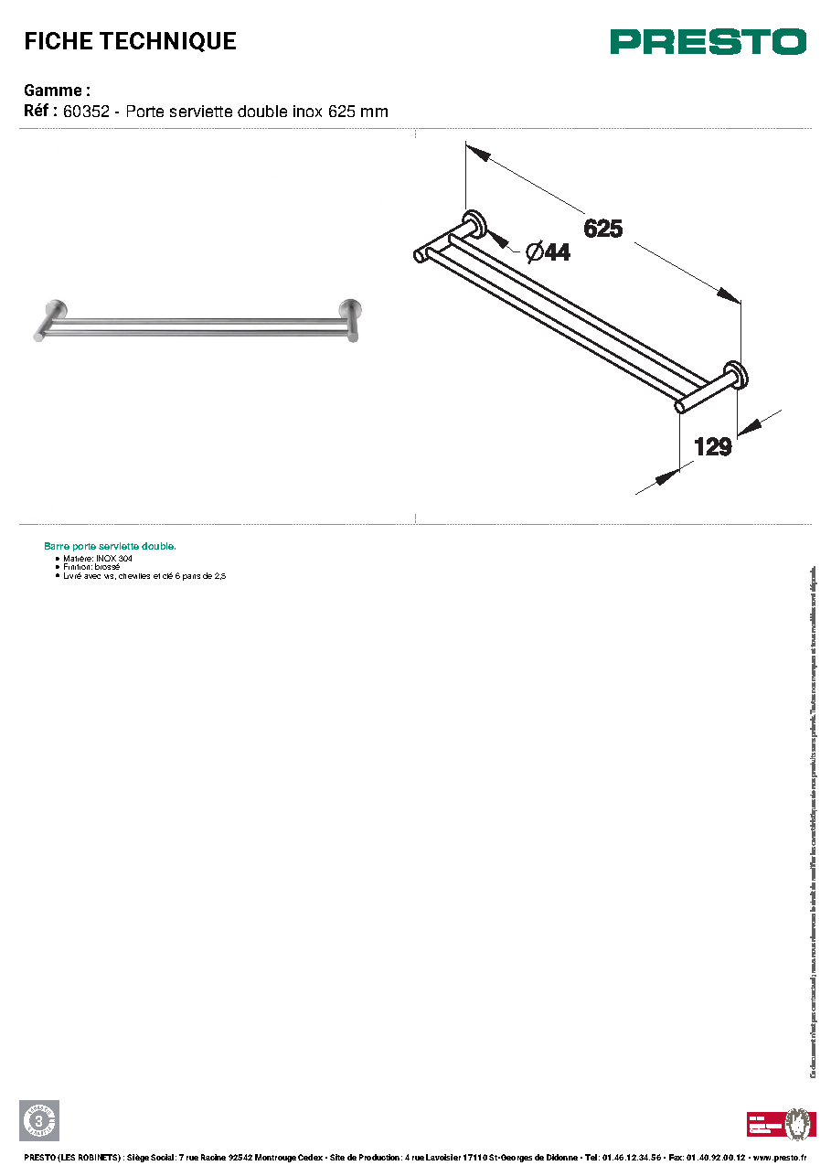 Fiche technique fournisseur