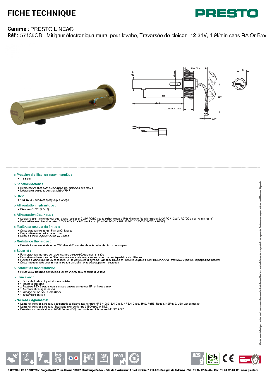 Fiche technique fournisseur