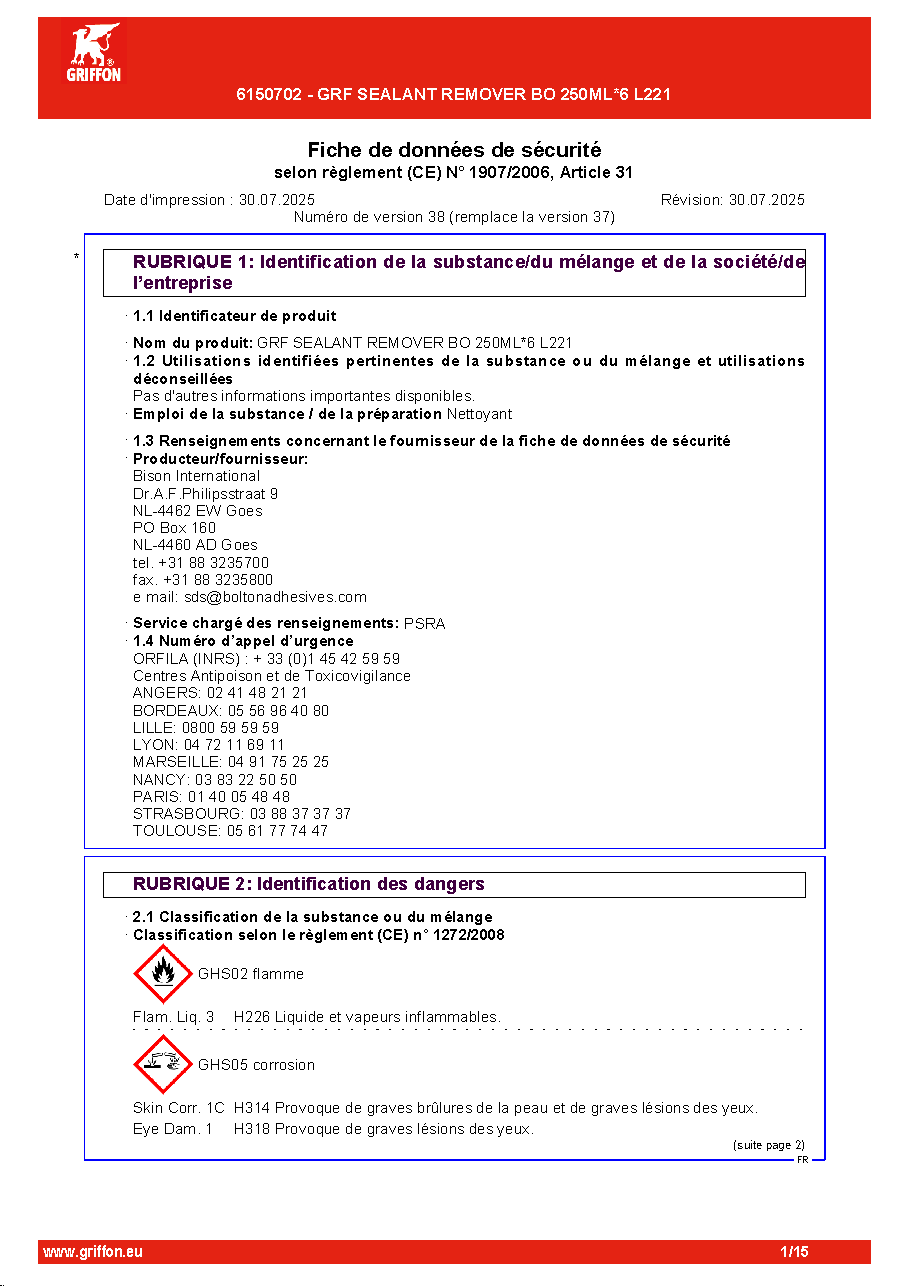Fiche technique fournisseur