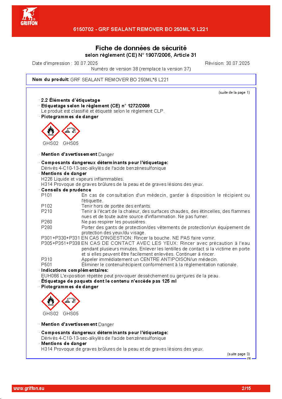 Fiche technique fournisseur