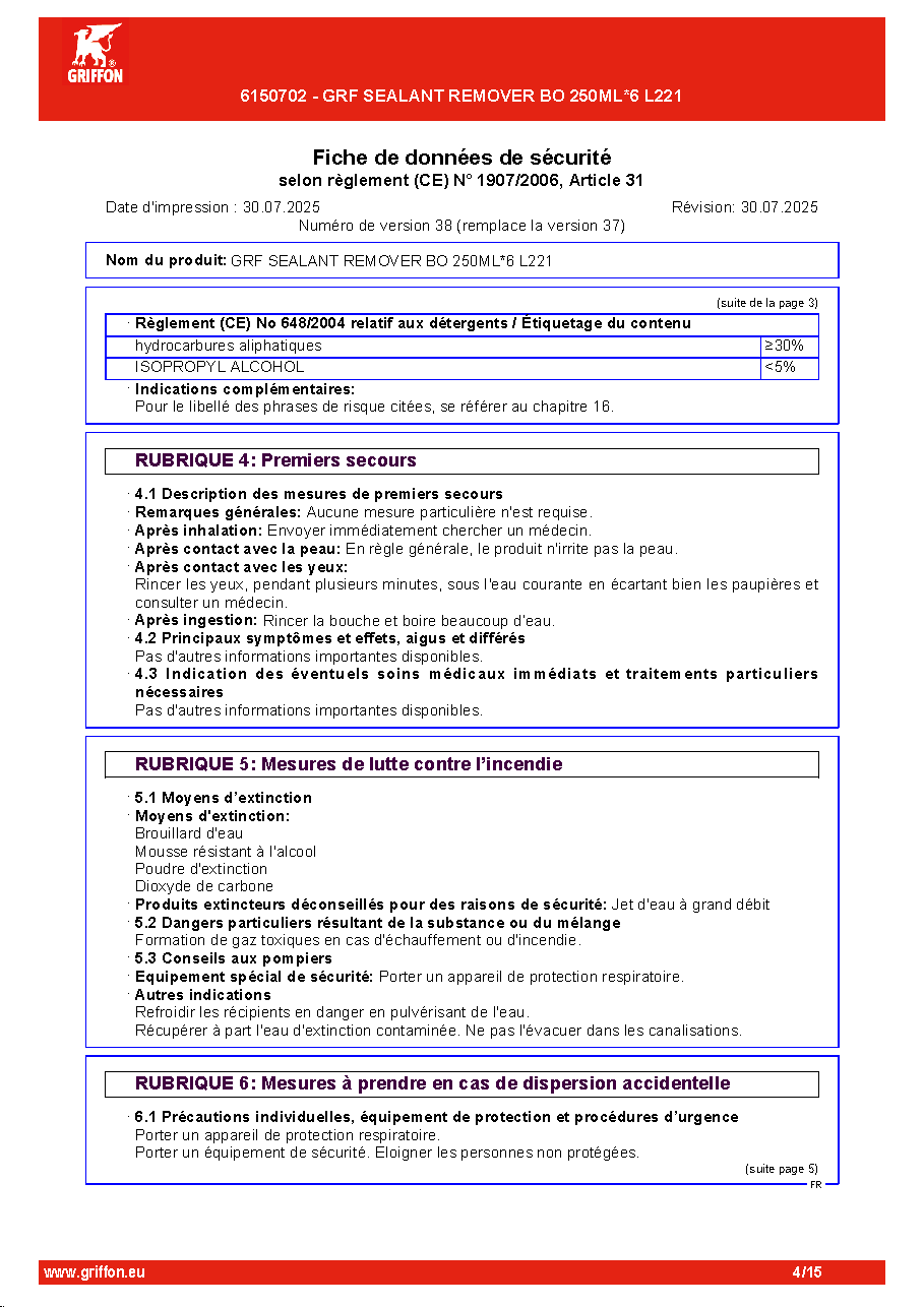 Fiche technique fournisseur