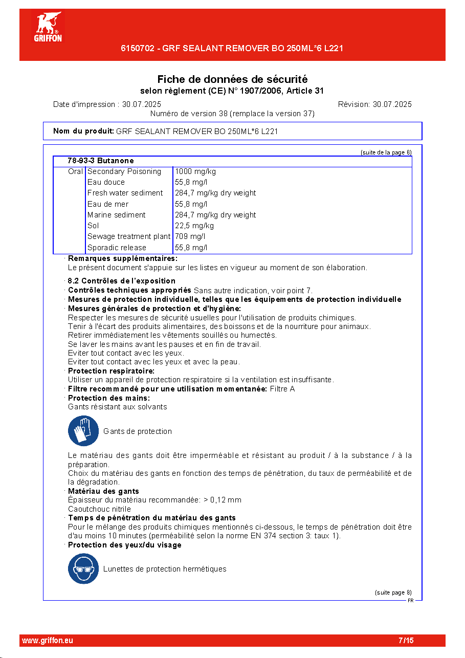 Fiche technique fournisseur