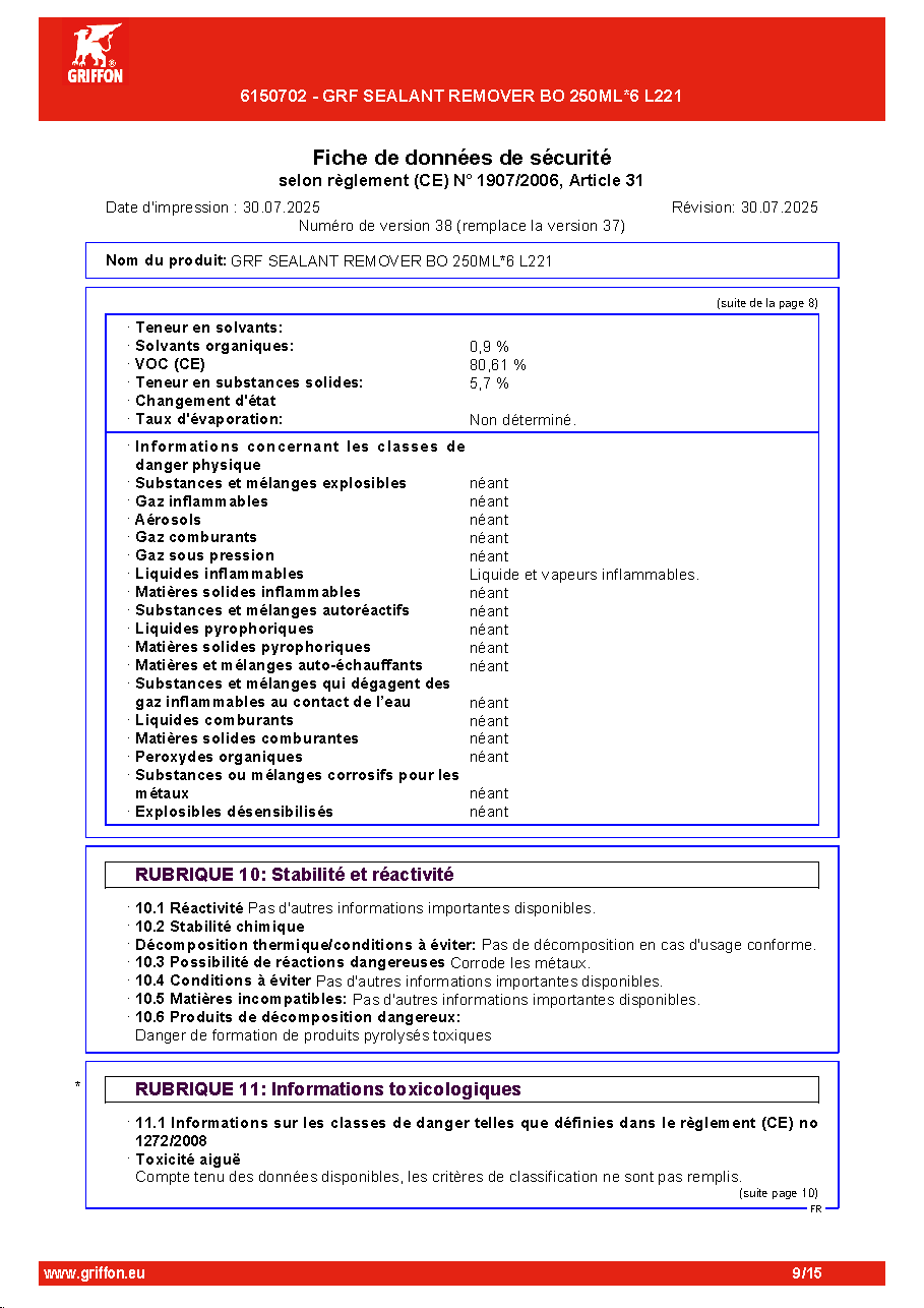 Fiche technique fournisseur