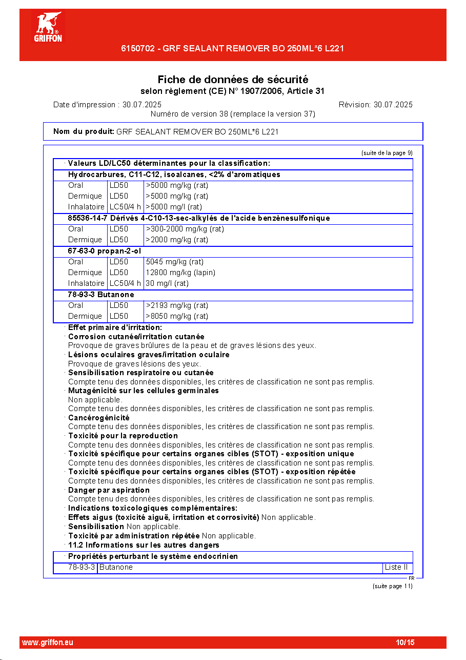 Fiche technique fournisseur