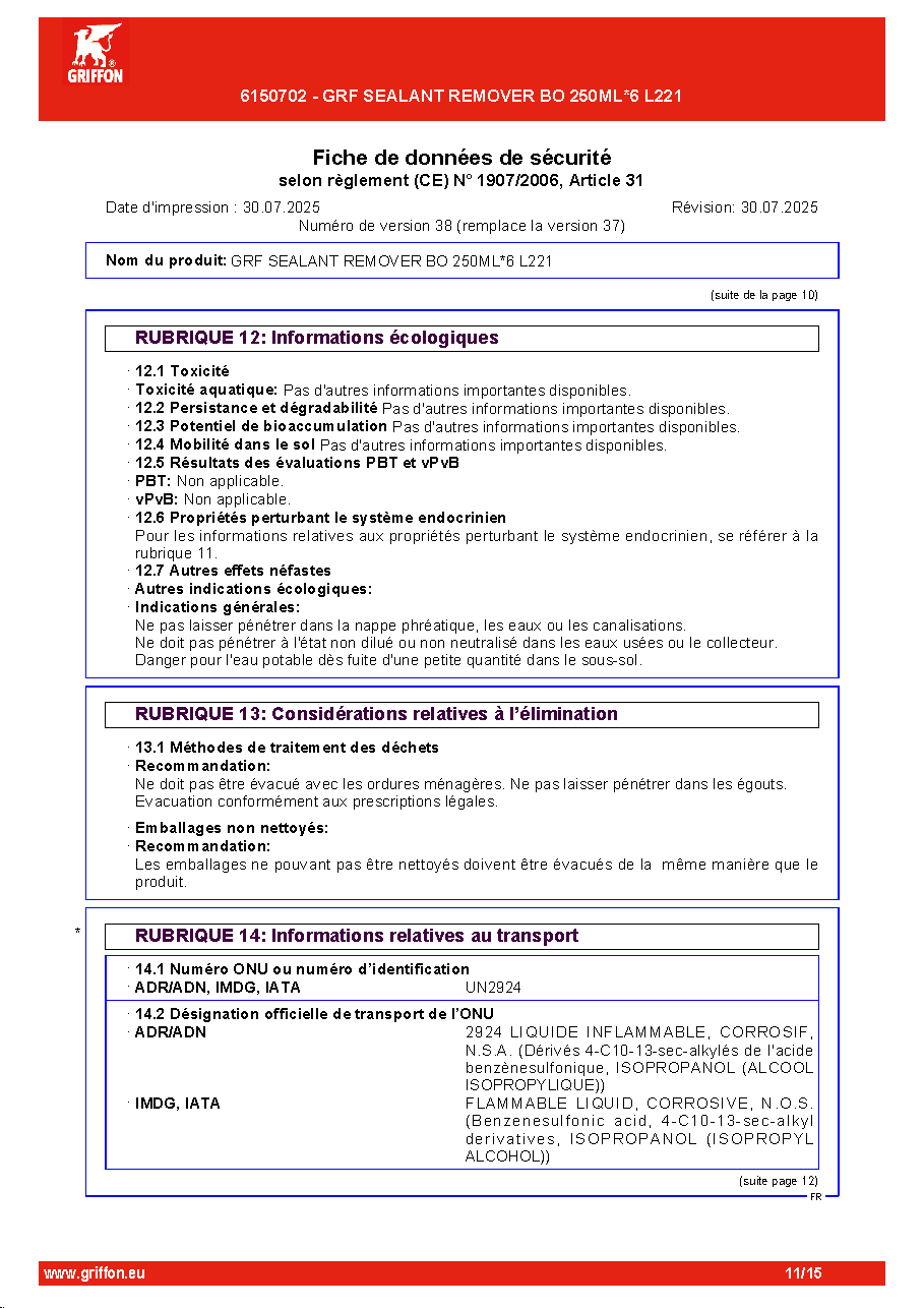 Fiche technique fournisseur