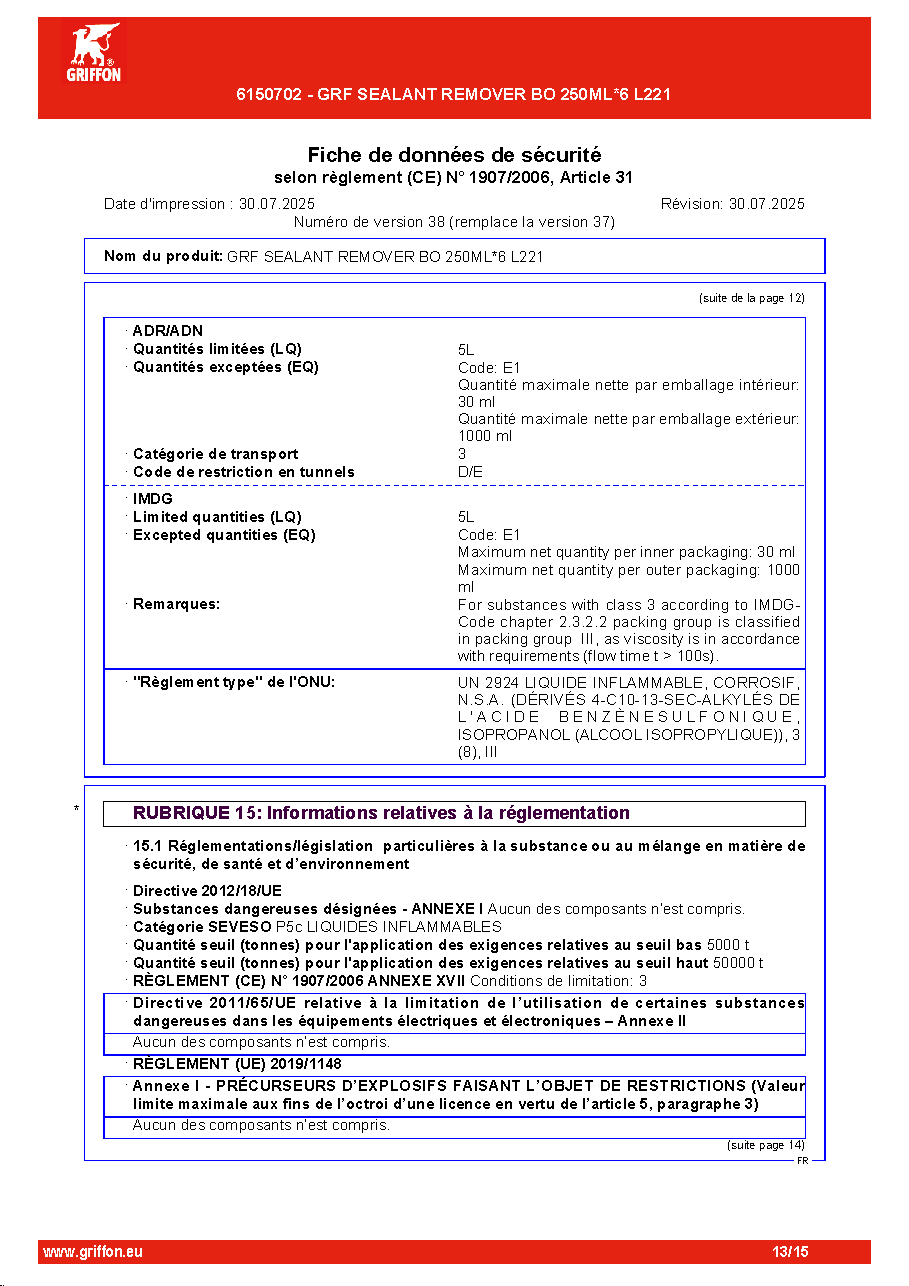 Fiche technique fournisseur