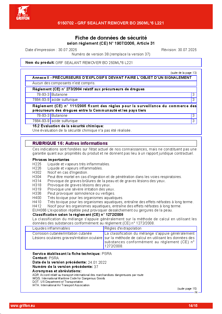 Fiche technique fournisseur