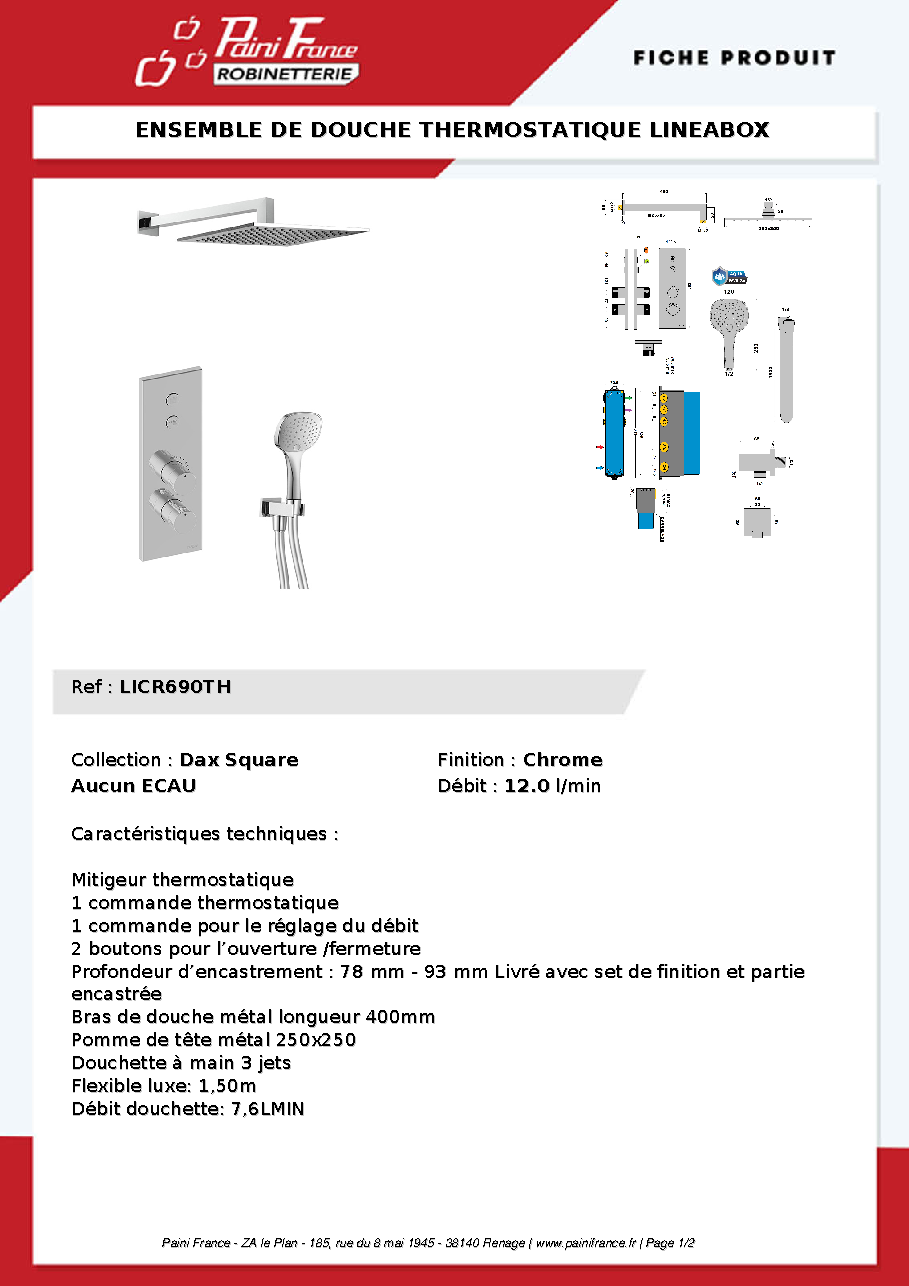 Fiche technique fournisseur