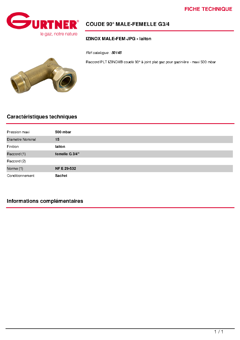 Fiche technique fournisseur