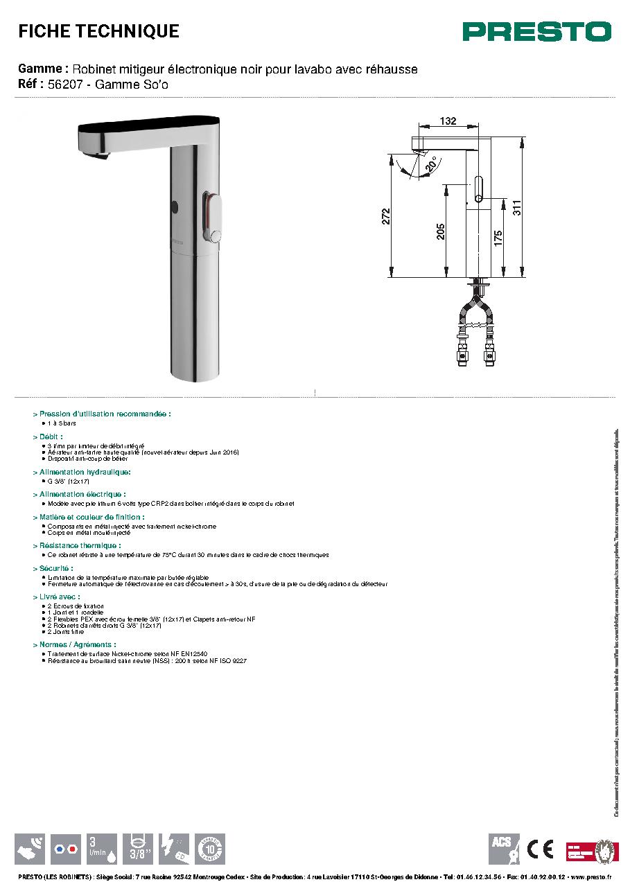 Fiche technique fournisseur