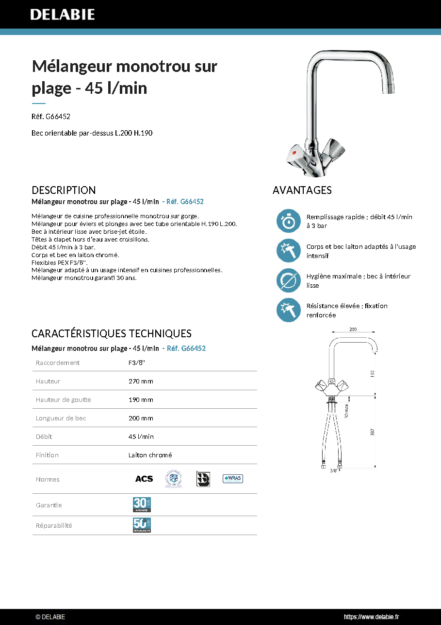 Fiche technique fournisseur