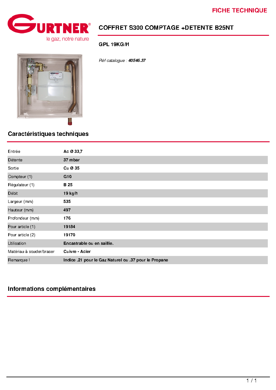 Fiche technique fournisseur