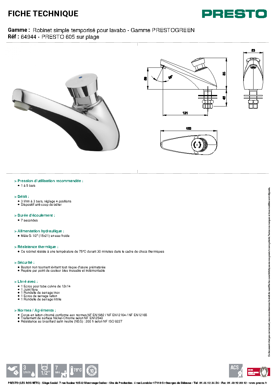 Fiche technique fournisseur