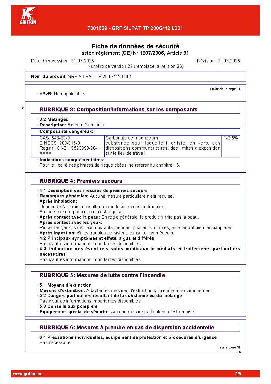 Fiche technique fournisseur