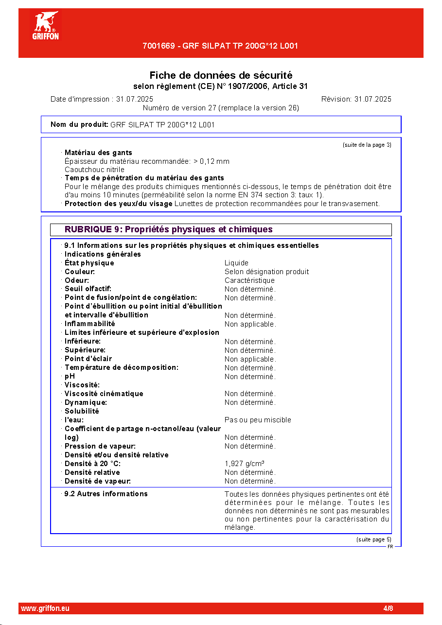 Fiche technique fournisseur