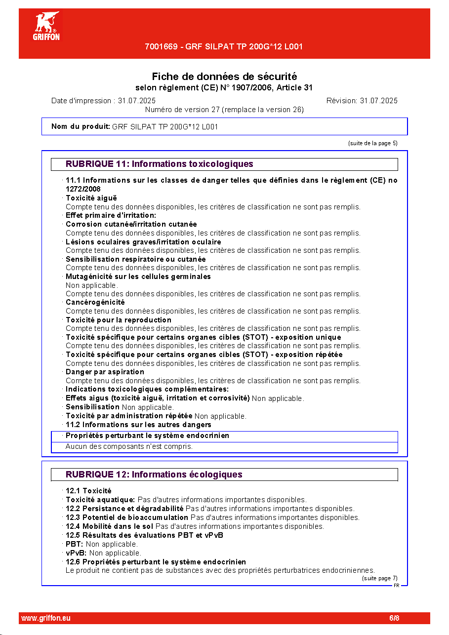 Fiche technique fournisseur