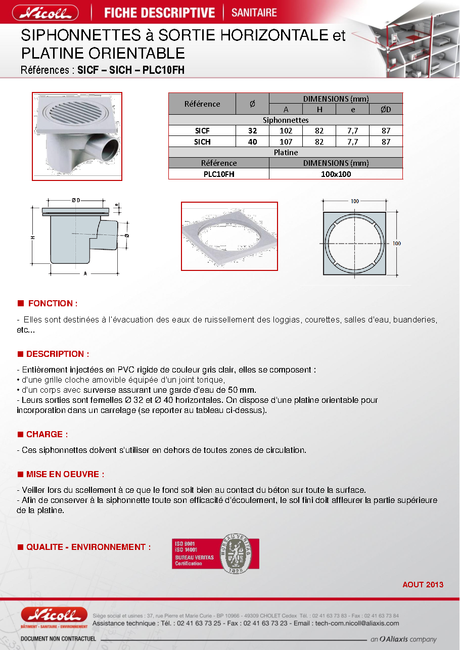 Fiche technique fournisseur