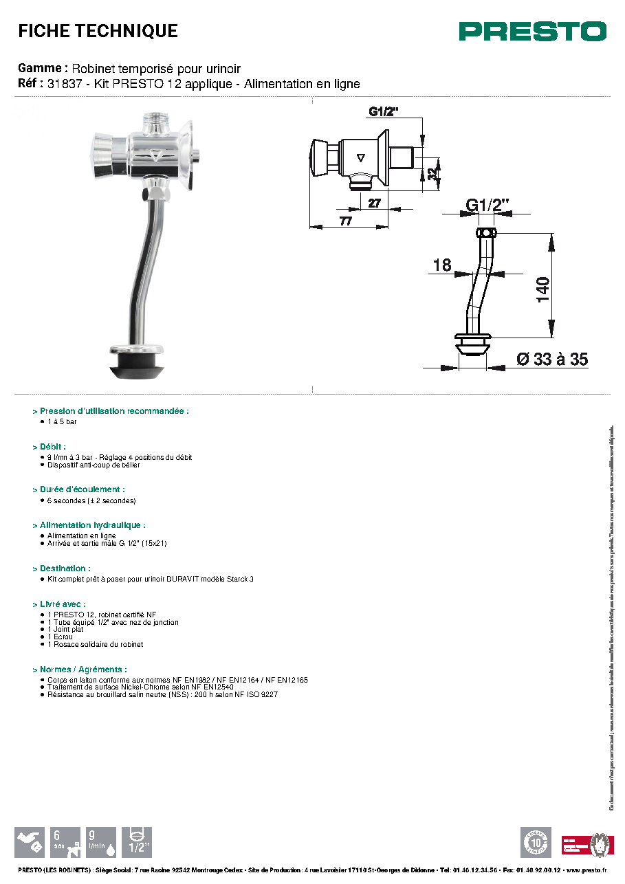 Fiche technique fournisseur