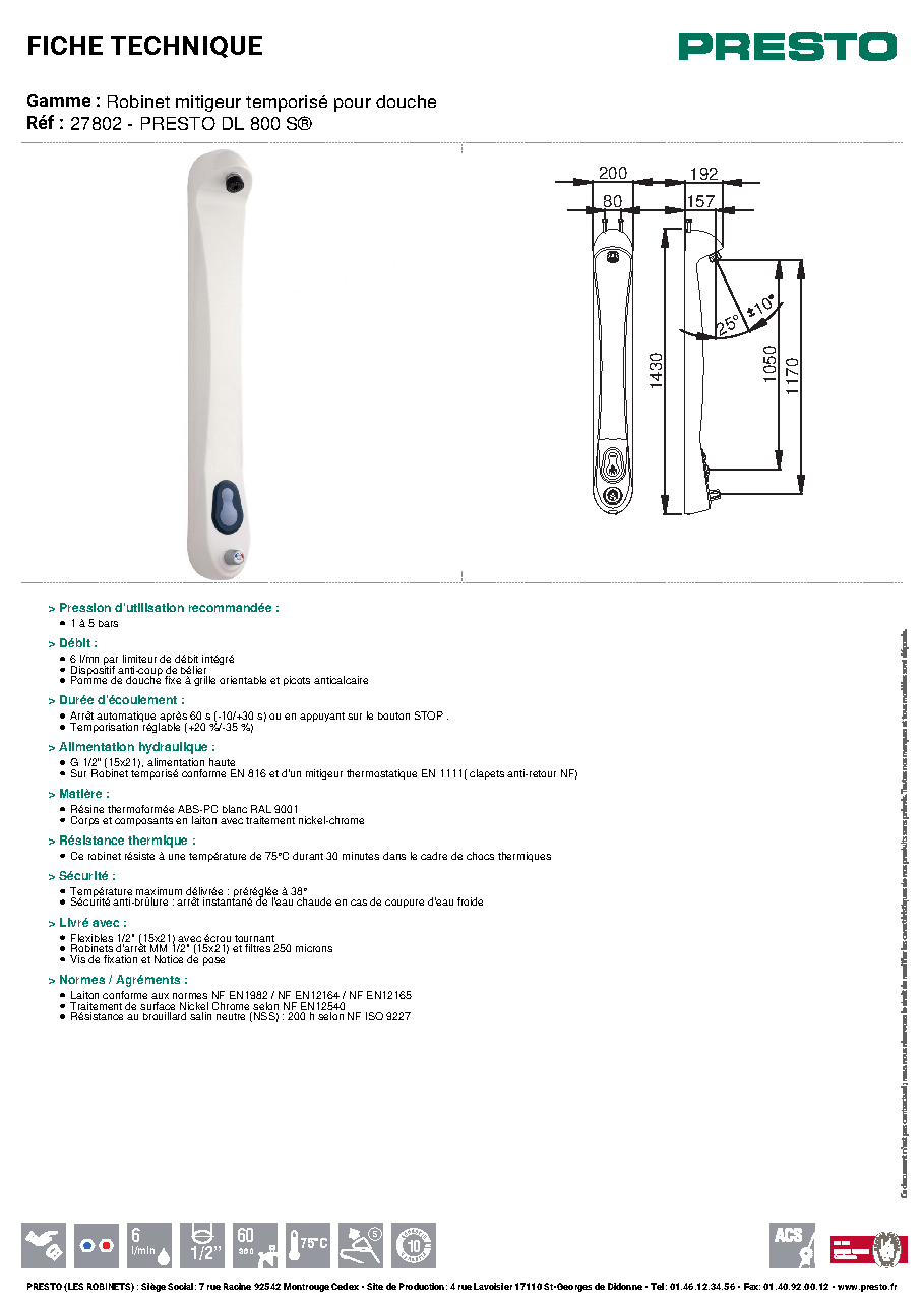 Fiche technique fournisseur