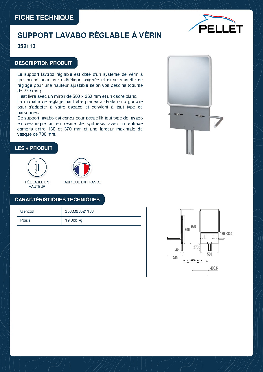 Fiche technique fournisseur
