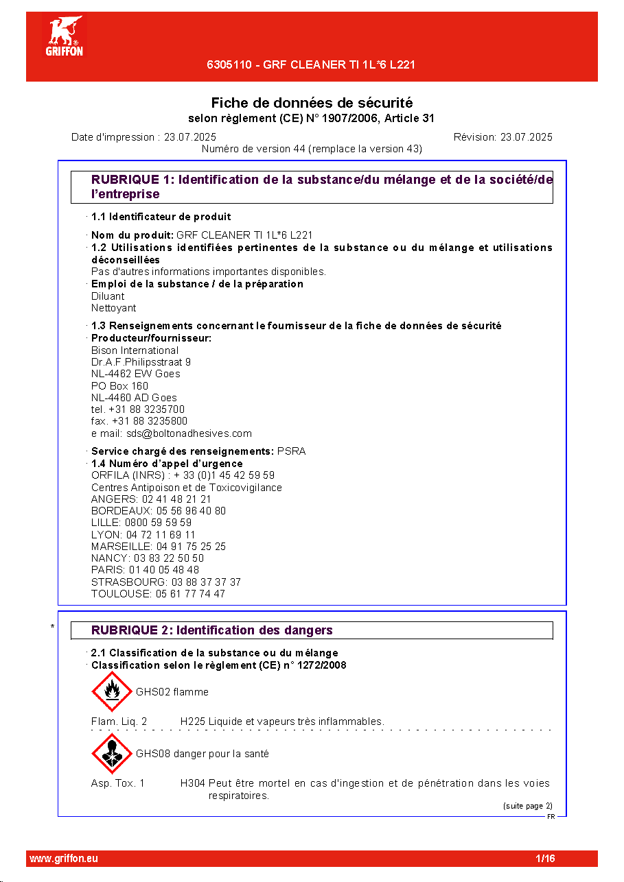 Fiche technique fournisseur