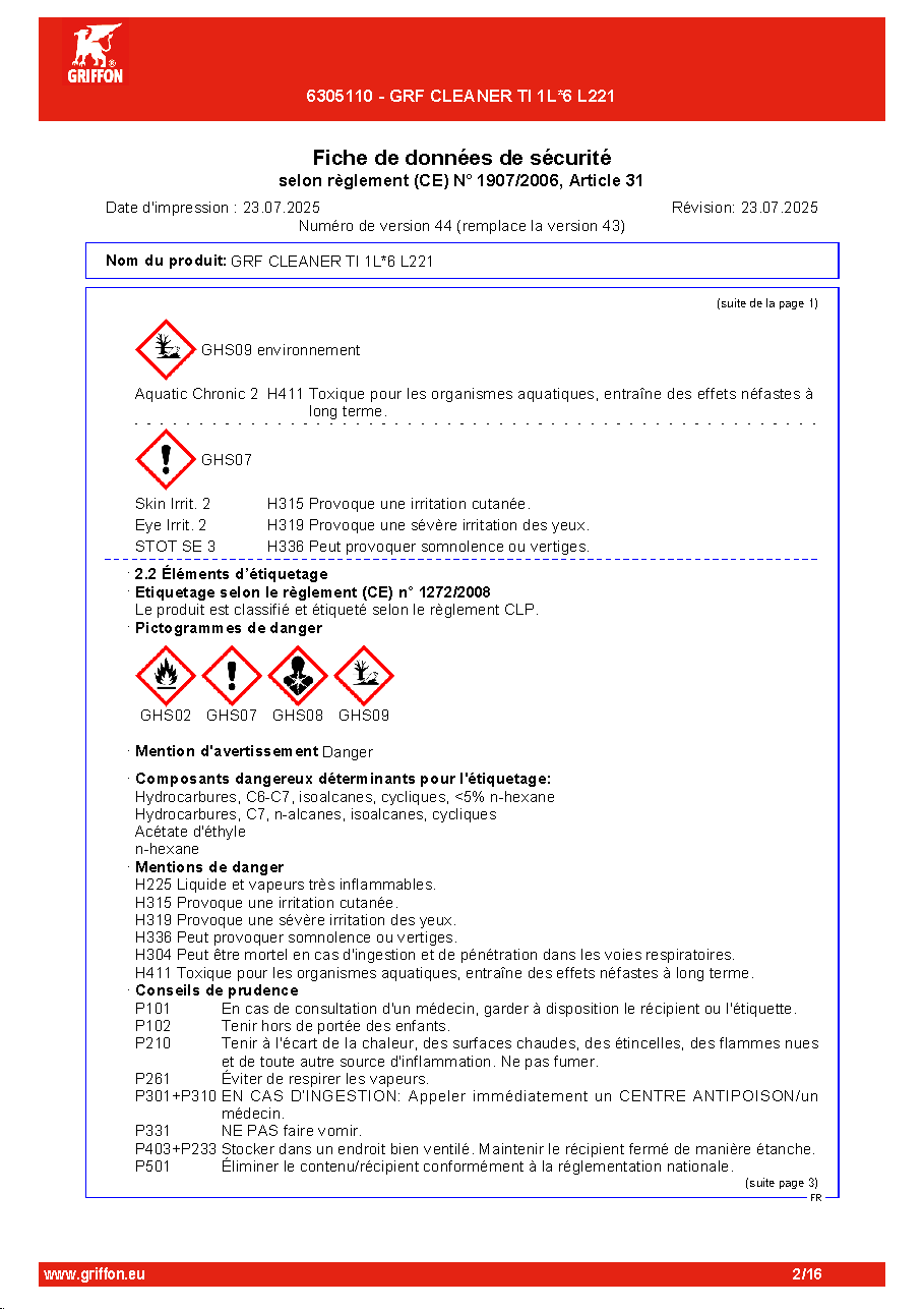 Fiche technique fournisseur