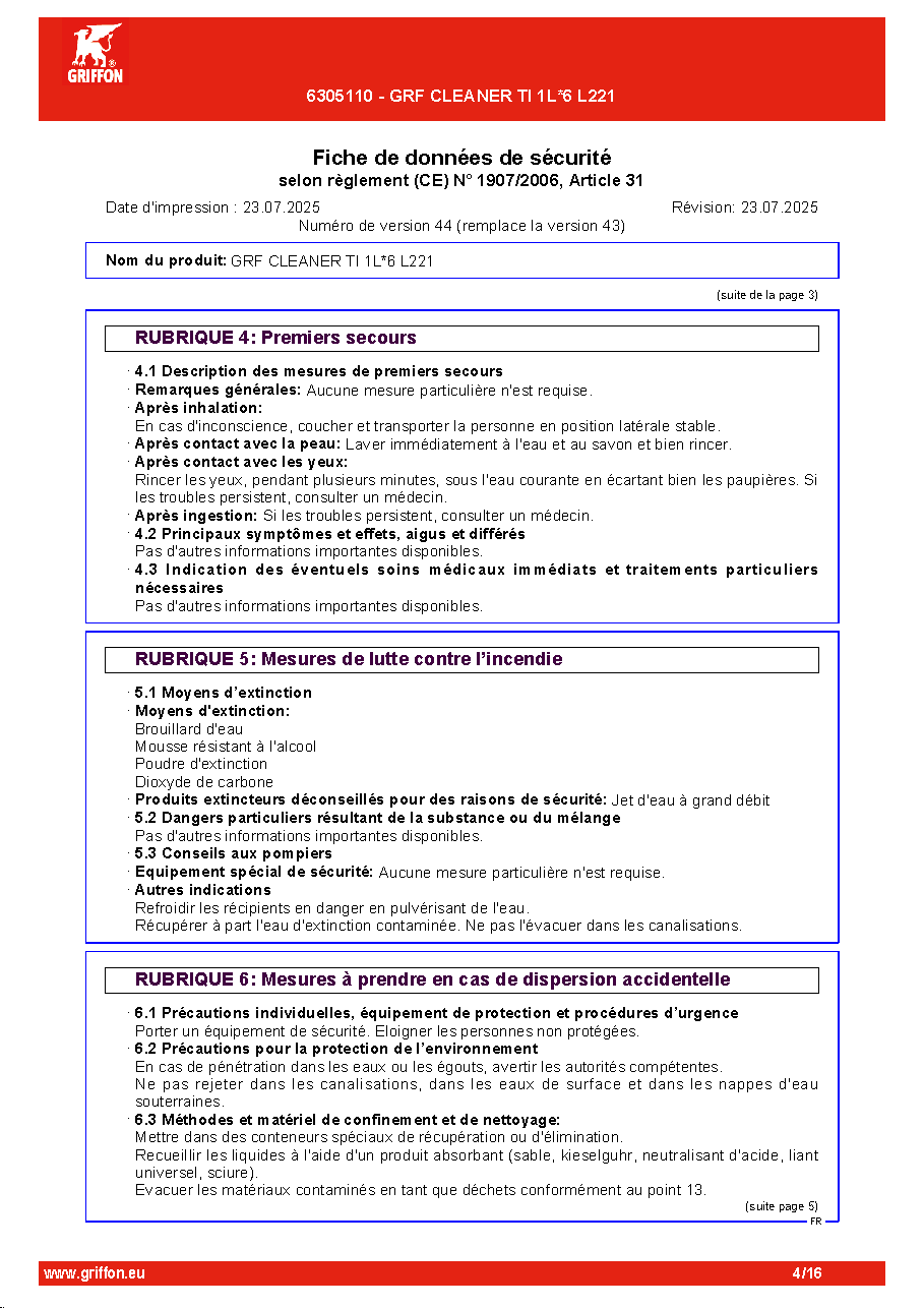 Fiche technique fournisseur