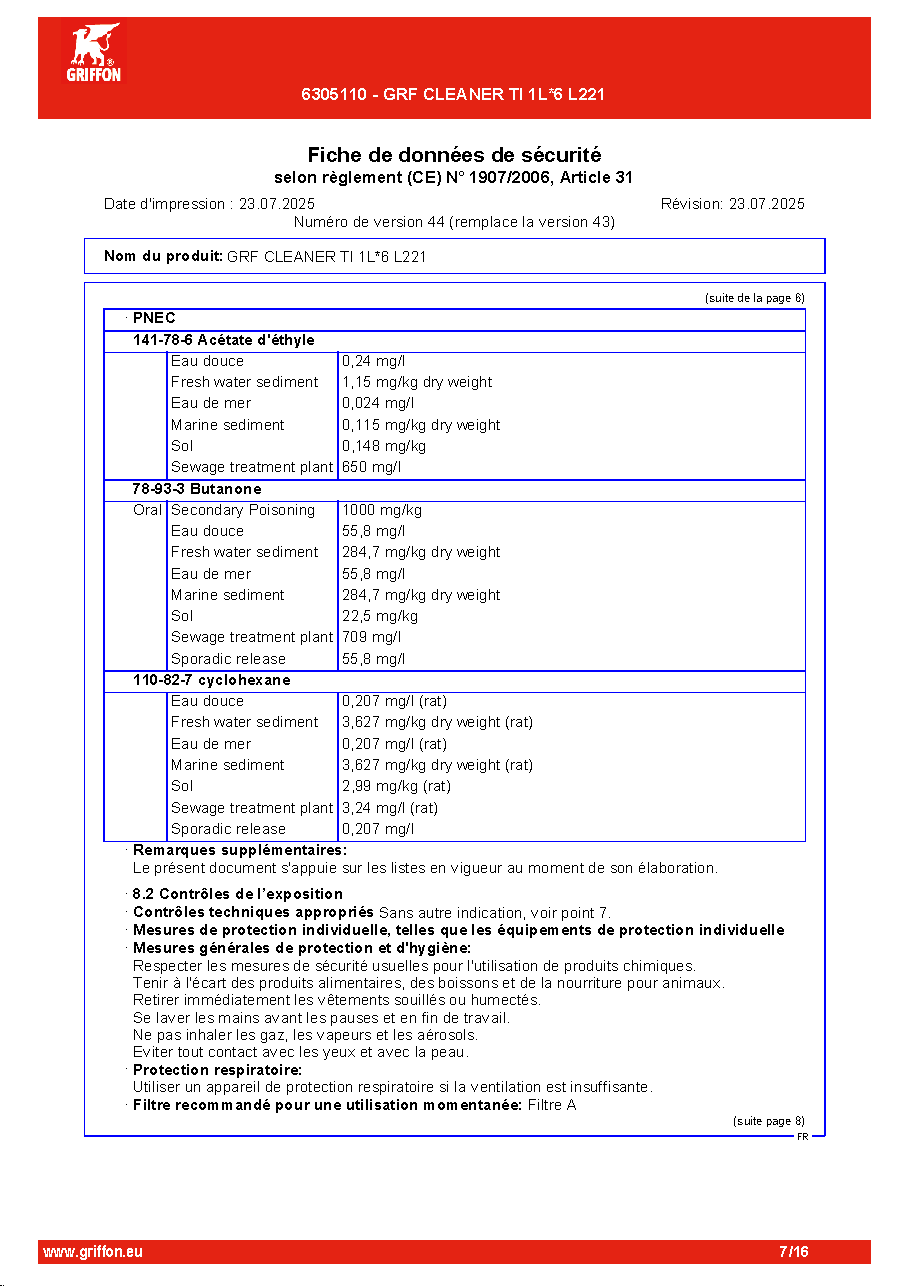 Fiche technique fournisseur