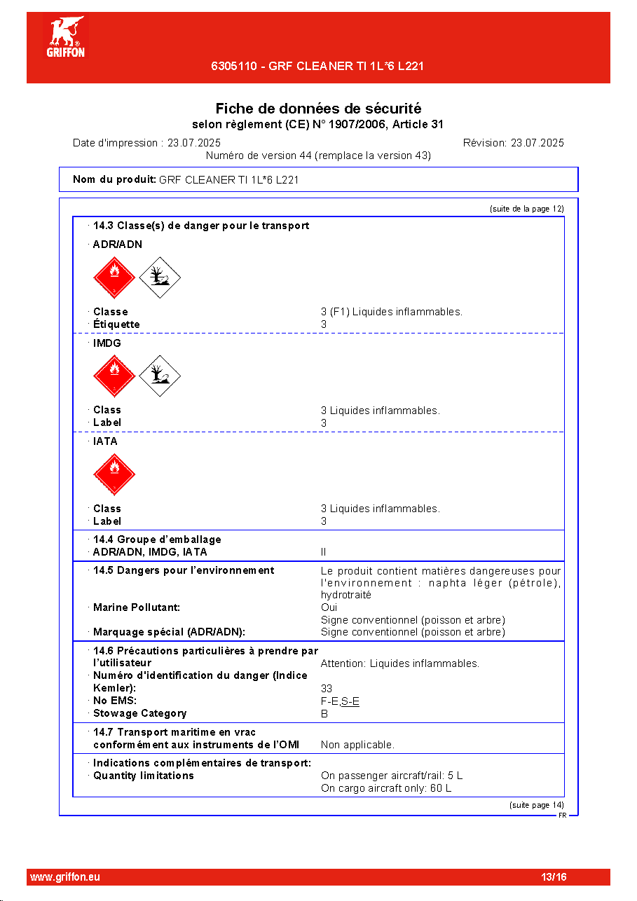 Fiche technique fournisseur