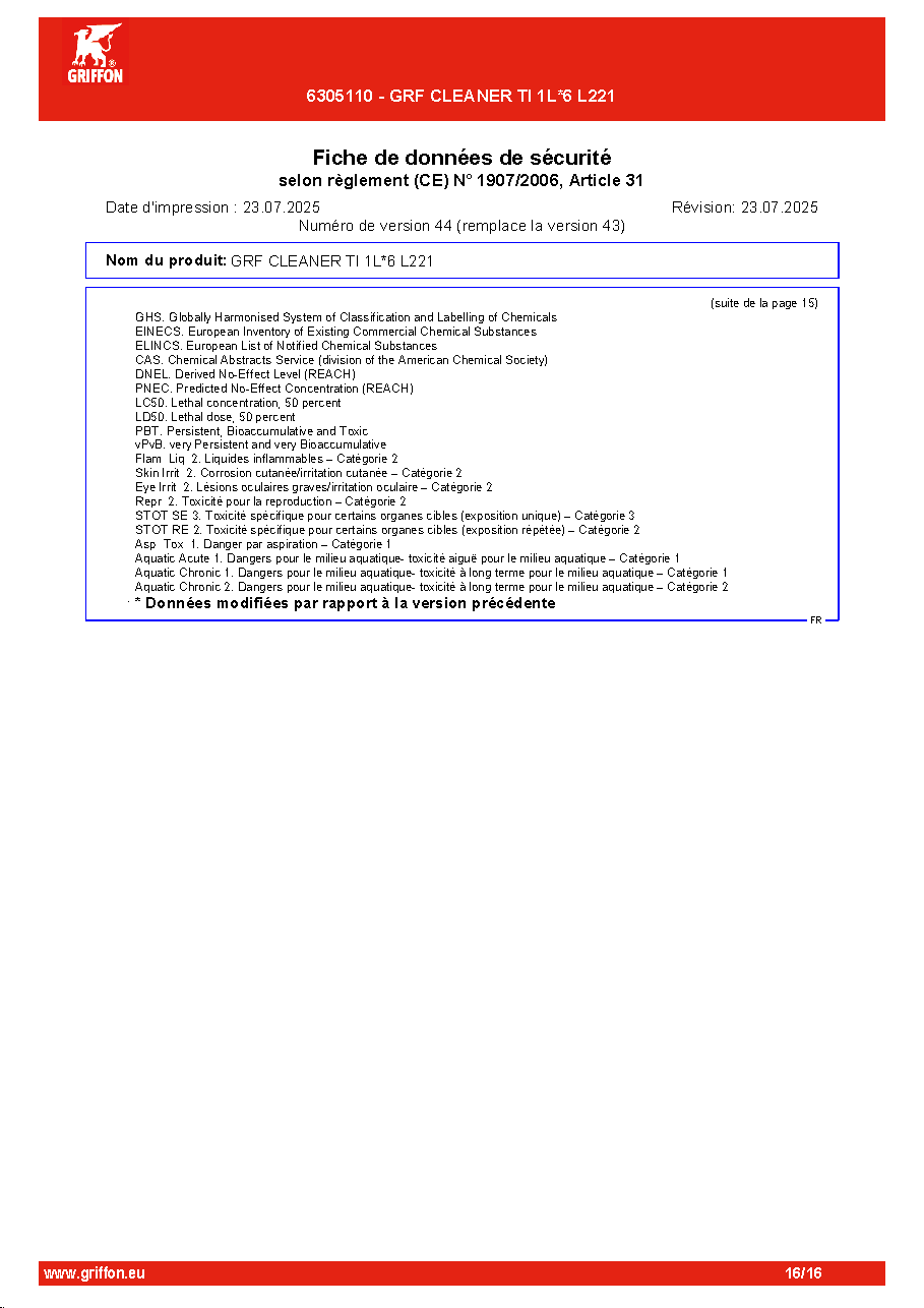 Fiche technique fournisseur