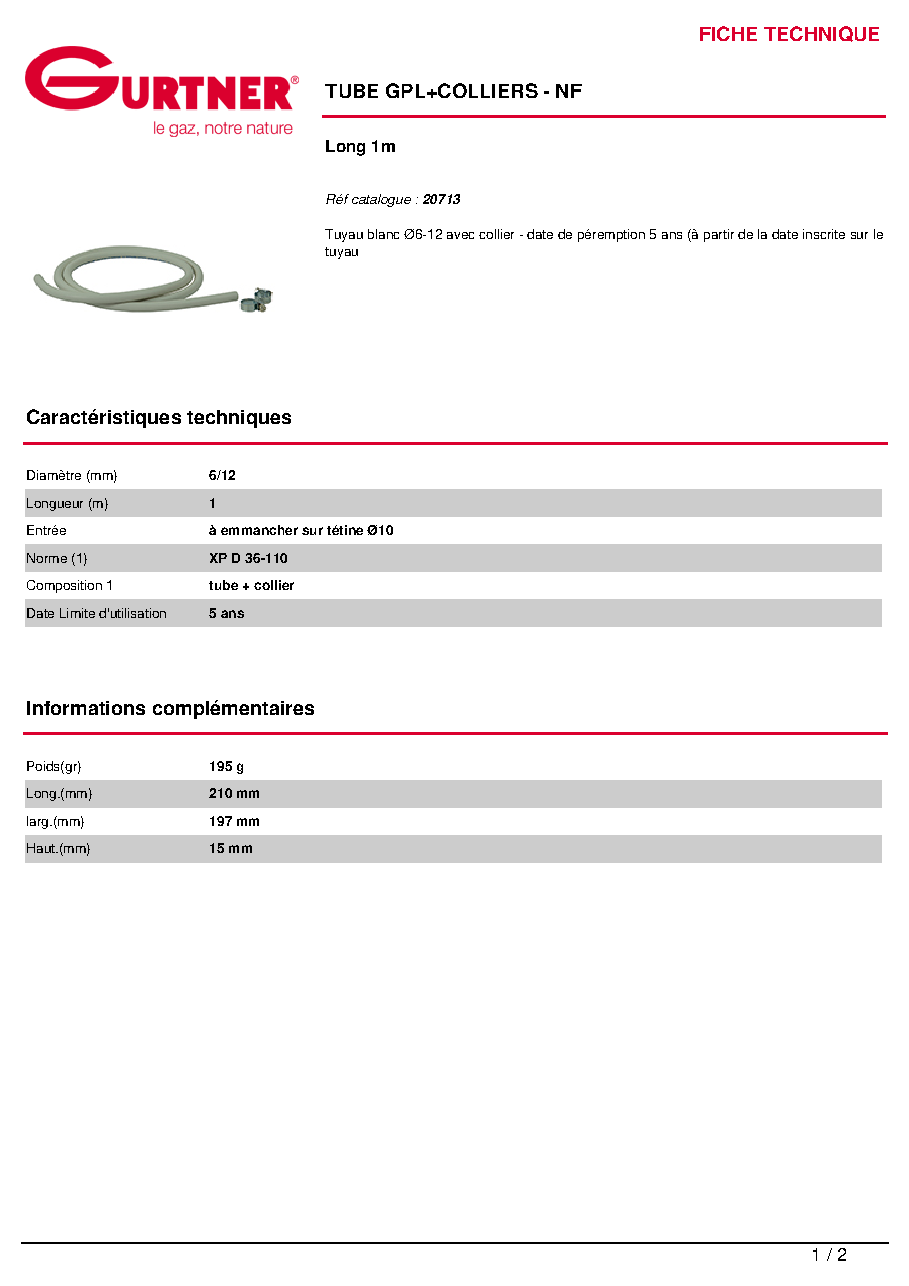 Fiche technique fournisseur
