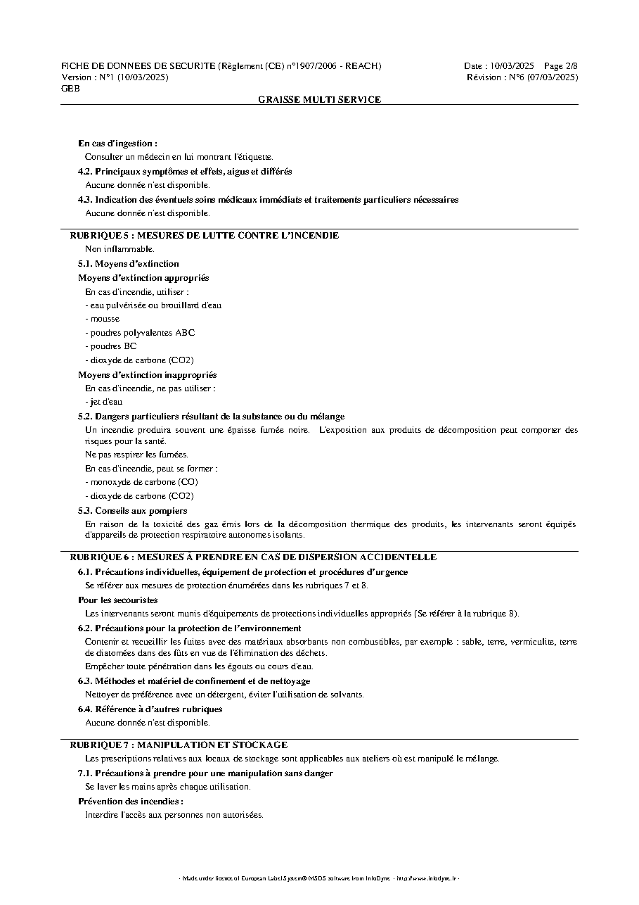 Fiche technique fournisseur