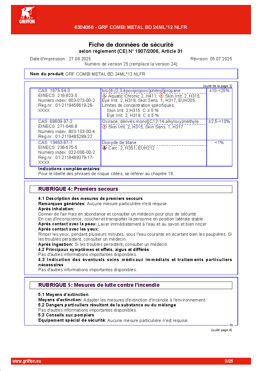 Fiche technique fournisseur