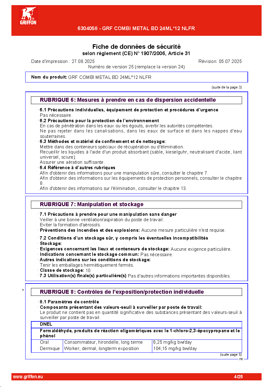 Fiche technique fournisseur