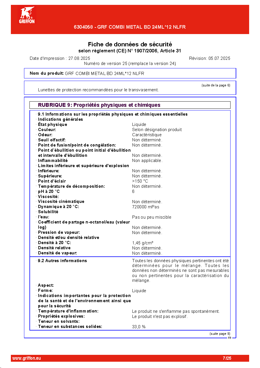 Fiche technique fournisseur
