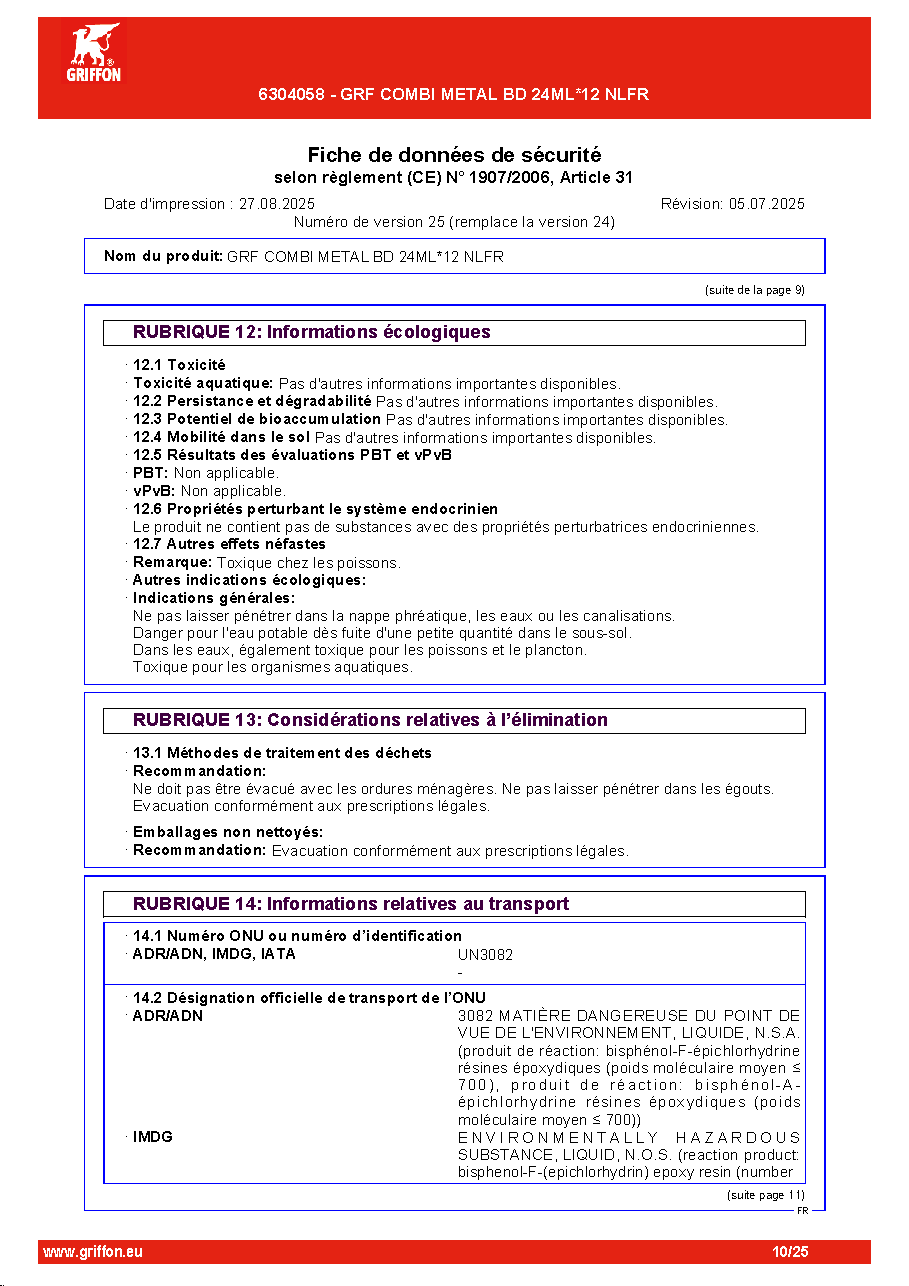 Fiche technique fournisseur