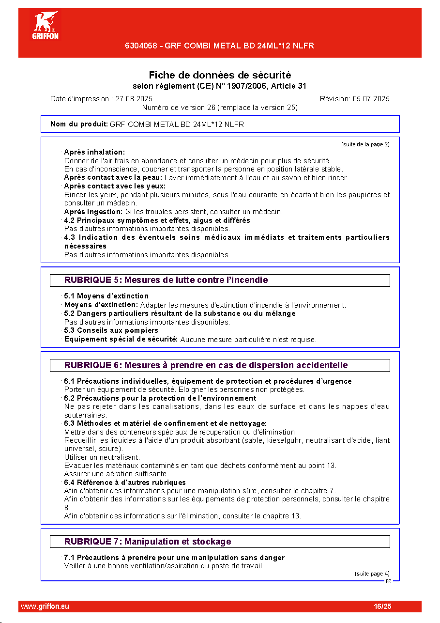 Fiche technique fournisseur