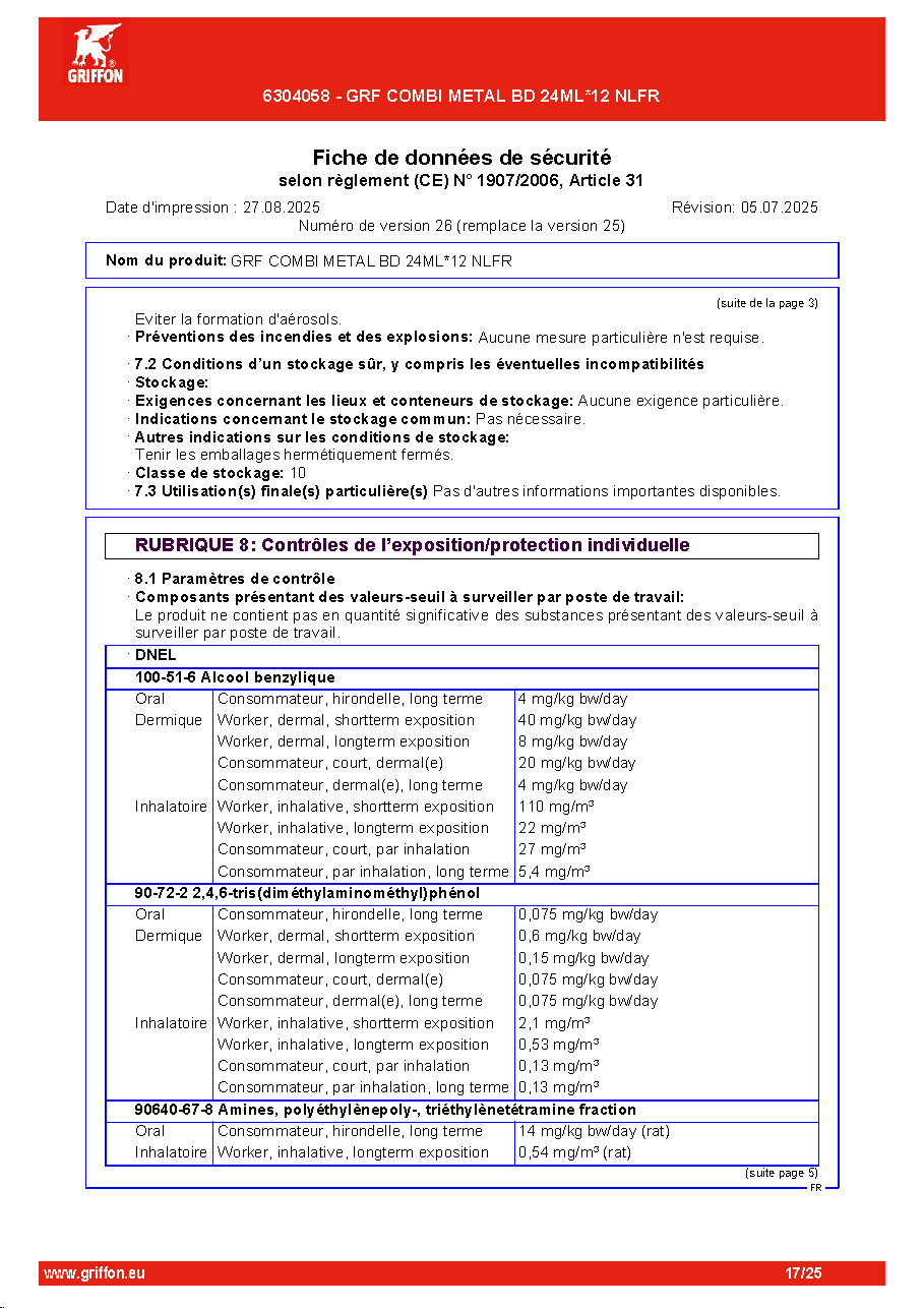 Fiche technique fournisseur