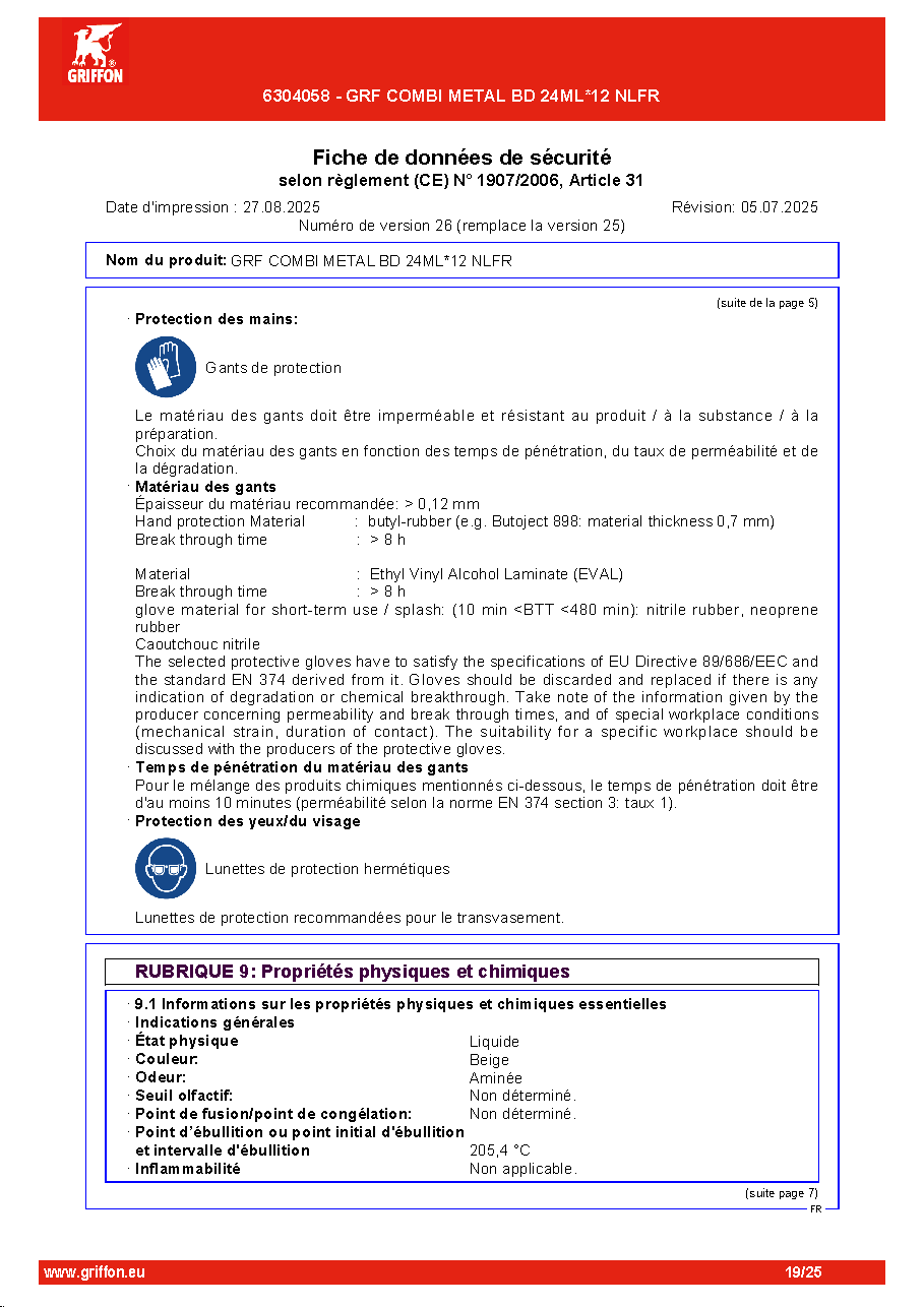 Fiche technique fournisseur