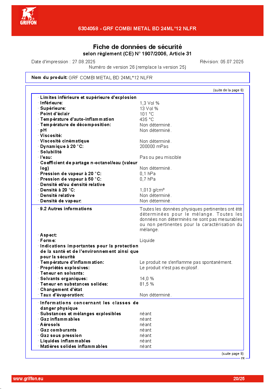 Fiche technique fournisseur